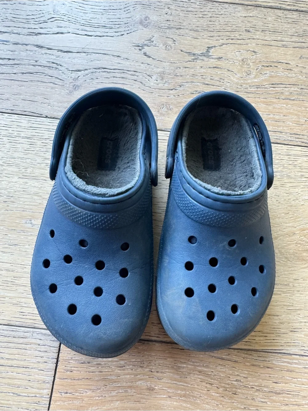 CROCS Kids Navy Blue Faux-Fur Lined Clog